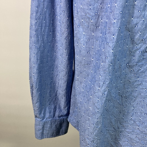 Merona Top/Blouse Women Size Large Blue Button Placket Long Sleeve 100% Cotton - Picture 4 of 9